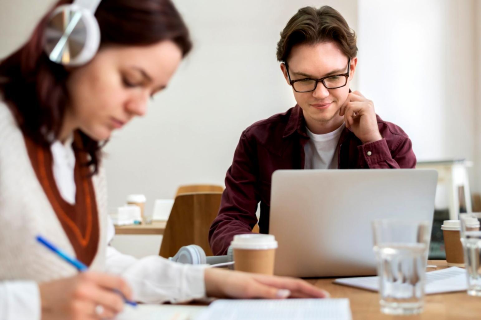 Financial planning workspace with analysis documents and business tools